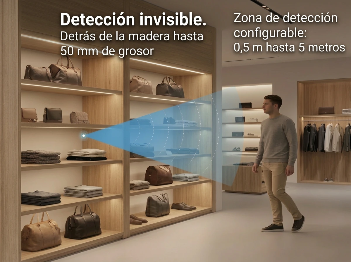 E1-M oculto detrás de madera: detección a través de material no metálico
