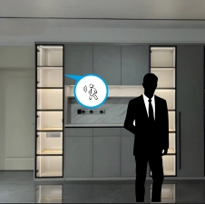 Détecteur E1-M activant l’éclairage LED d’un meuble en présence de mouvement