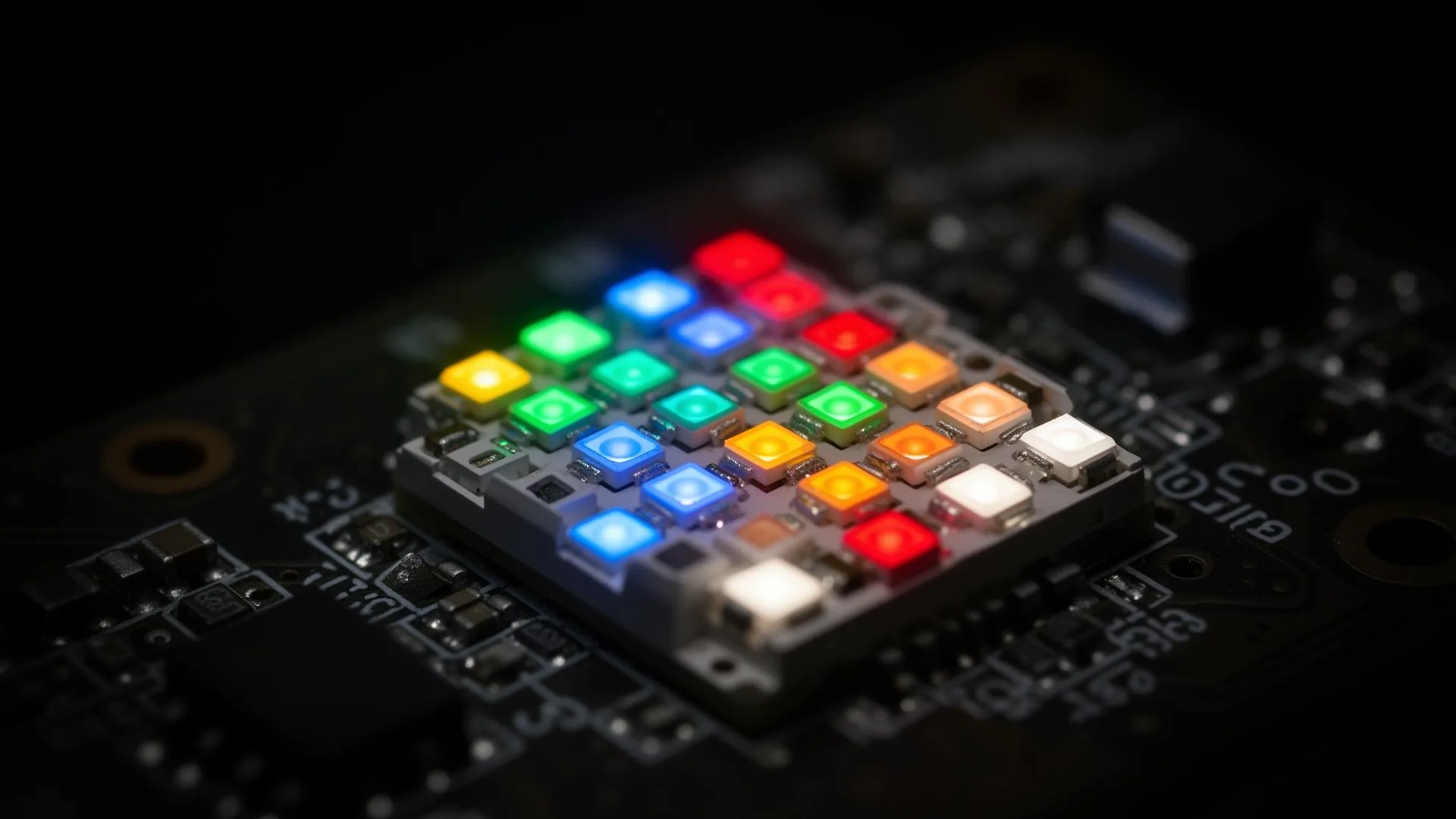 Detalle de matriz de LEDs Cree XLamp XE-B multicolor de alta intensidad