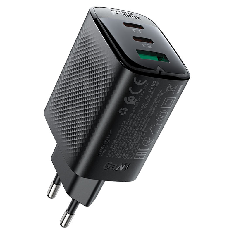 Cargador GaN 67W Triple Puerto USB-C Acefast A108