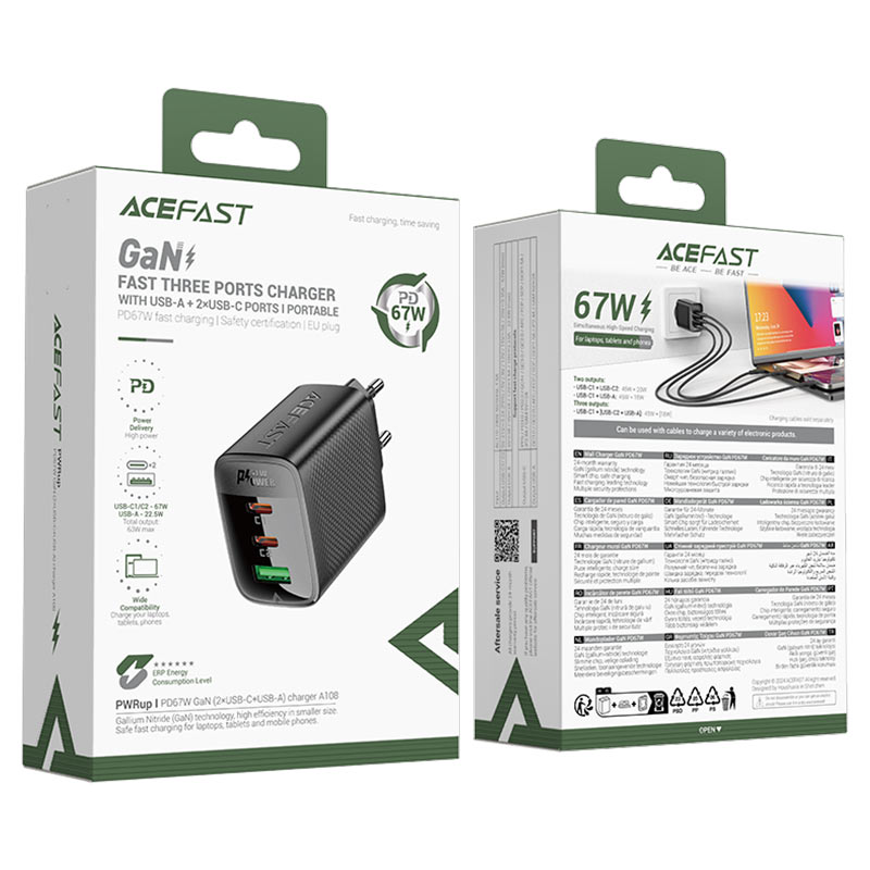 Cargador GaN 67W Triple Puerto USB-C Acefast A108 — a108 packaging