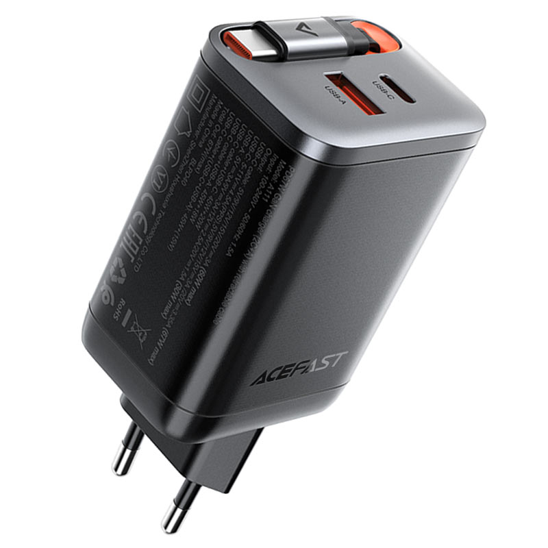 Cargador GaN 67W USB-C con Cable Retráctil Acefast A111