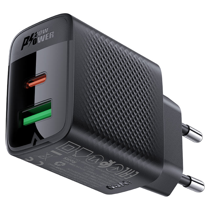 Acefast A78 Cargador GaN 20W (USB-A + USB-C) EU — a78 ports