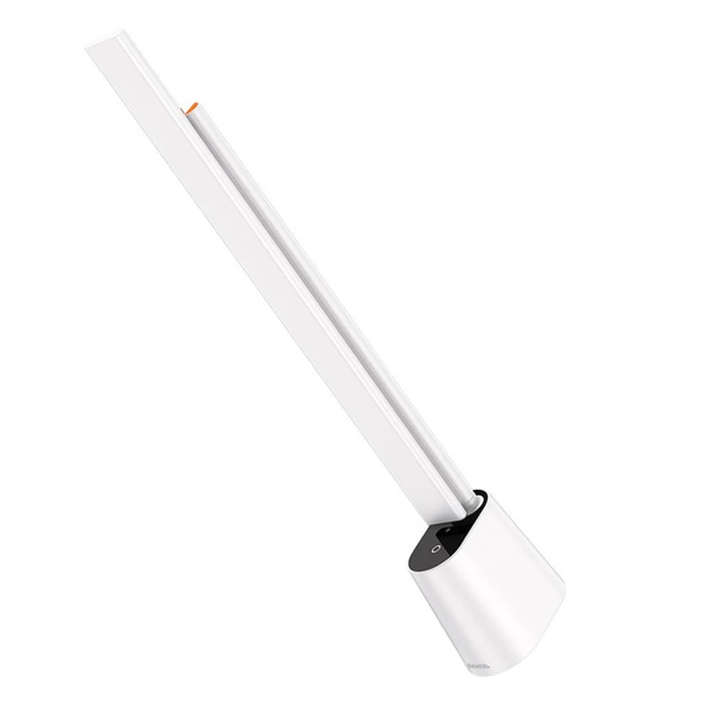 Detalle del brazo y cabezal articulado de la lámpara Baseus Smart Eye blanca en posición intermedia