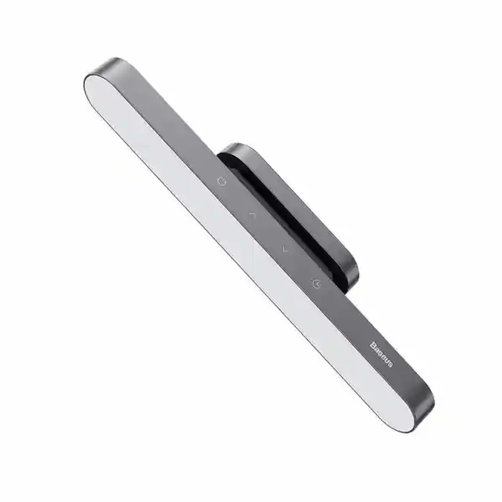 Lámpara LED magnética Baseus gris para mesilla y armarios, barra de luz con base magnética desmontable sobre fondo blanco