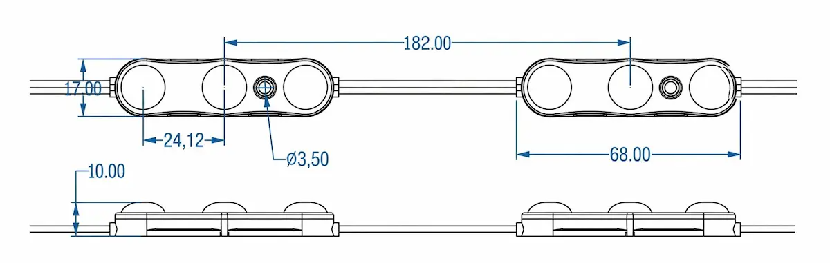 Medidas del módulo LED mini 12V GPT-2835HE-036