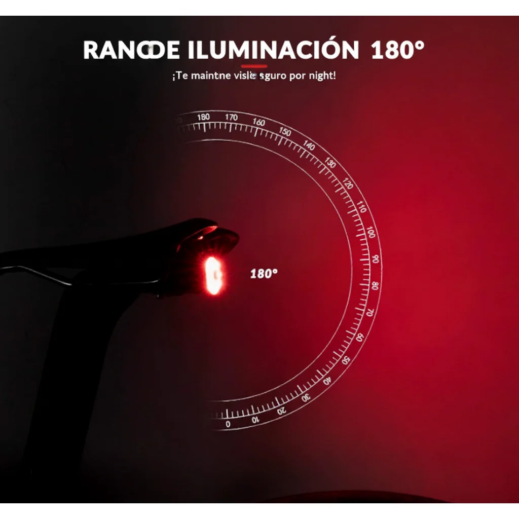 Alcance nocturno de la ROCKBROS Q5 Visibilidad nocturna de la luz trasera ROCKBROS Q5 de 100 lúmenes en carretera